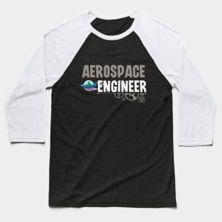 Aerospace Engineer with Alien Spaceship and Decorated Gears Baseball T-Shirt